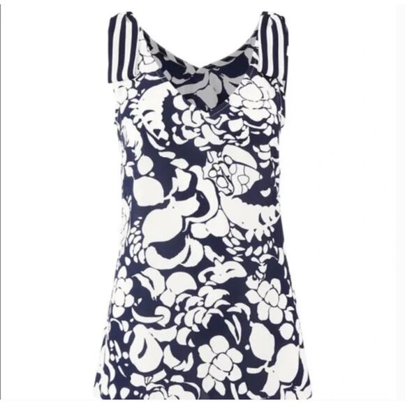 Cabi Size S Mia Shoulder Tie Top 5731 Bubble Flowers Blue White - Picture 1 of 10
